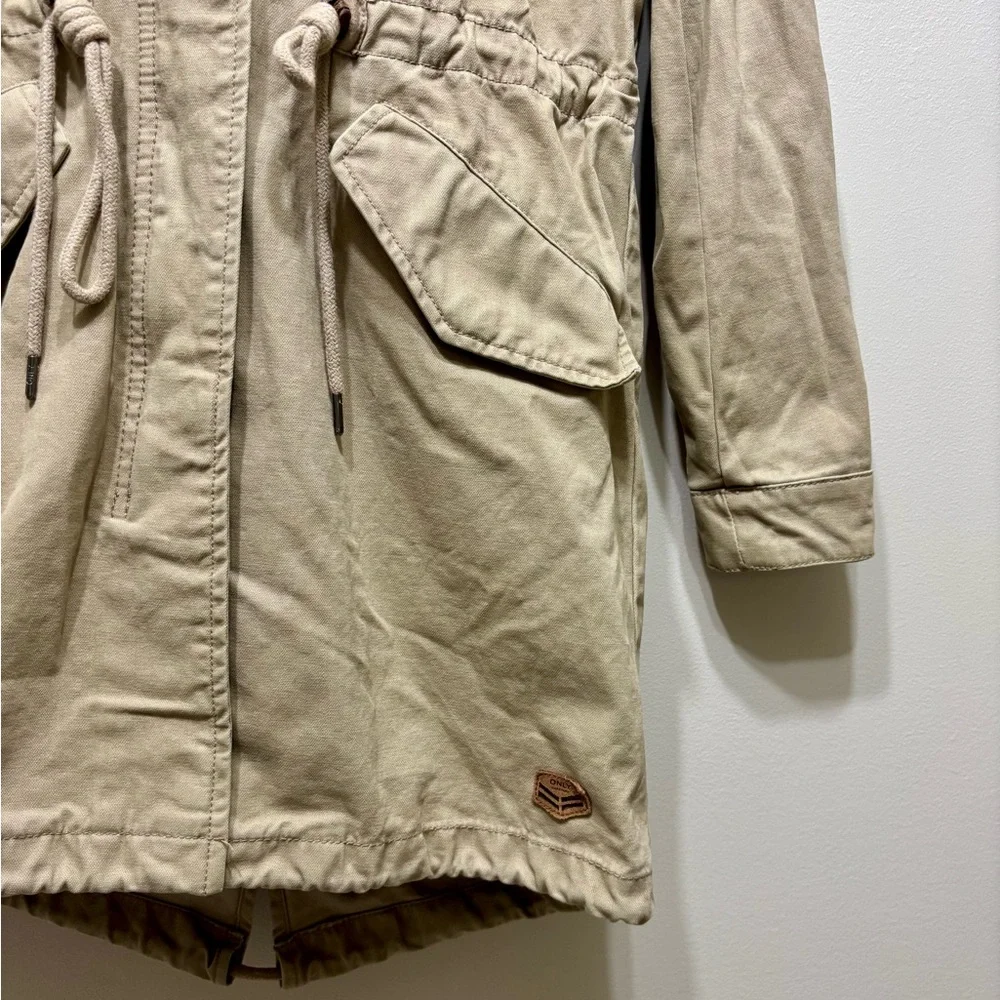 Only Tan Hooded Utility Anorak Jacket Zip Front Drawstring Waist XS - Picture 5 of 10